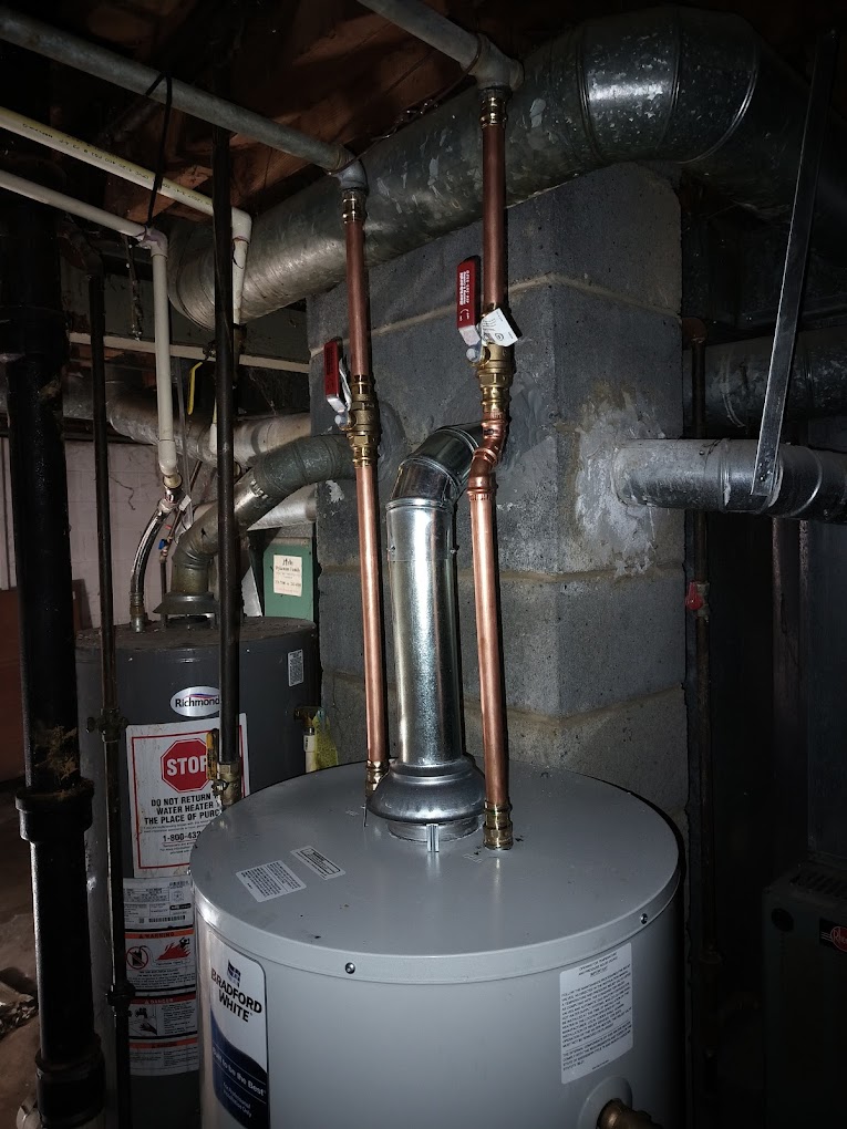 A water heater positioned in a room