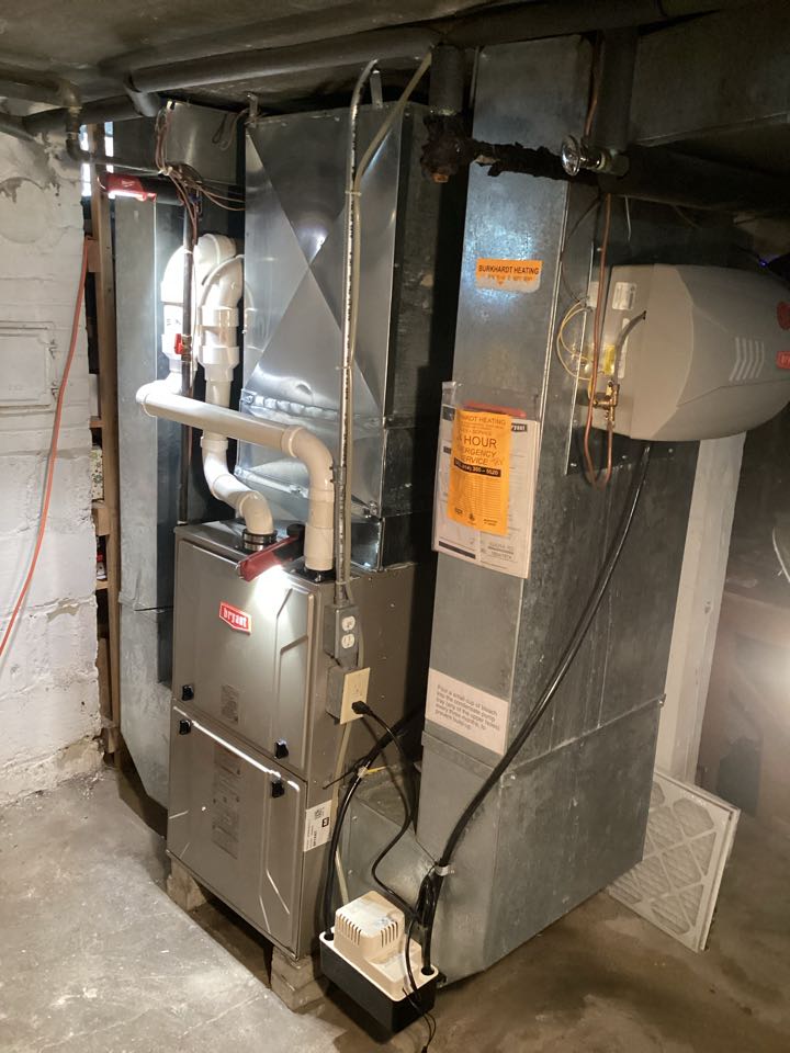 An interior view of a room with a furnace and a heater,