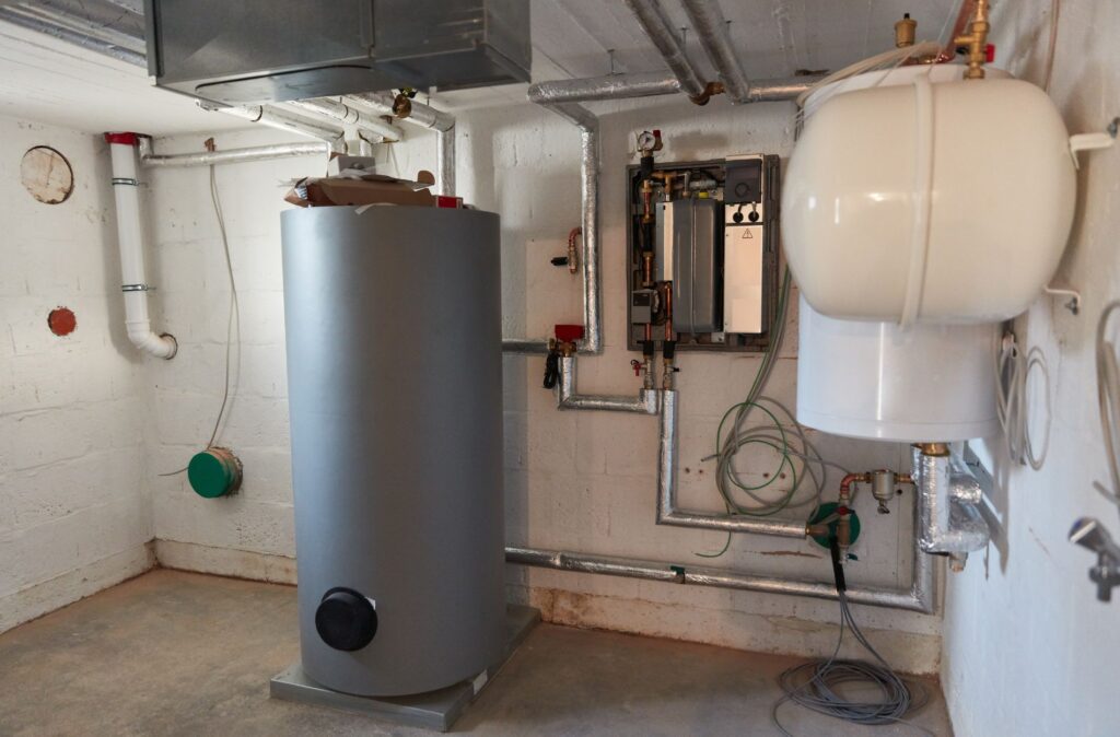 A home boiler located in a confined space